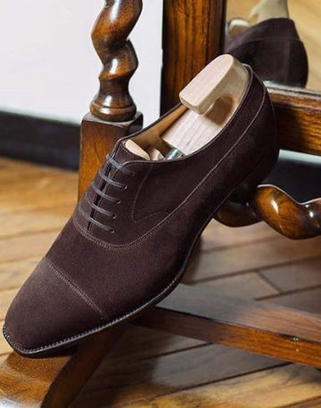 Stylish Men Handmade suede Chocolate Brown shoes, men's oxford shoes, formal shoes, men's dress shoes