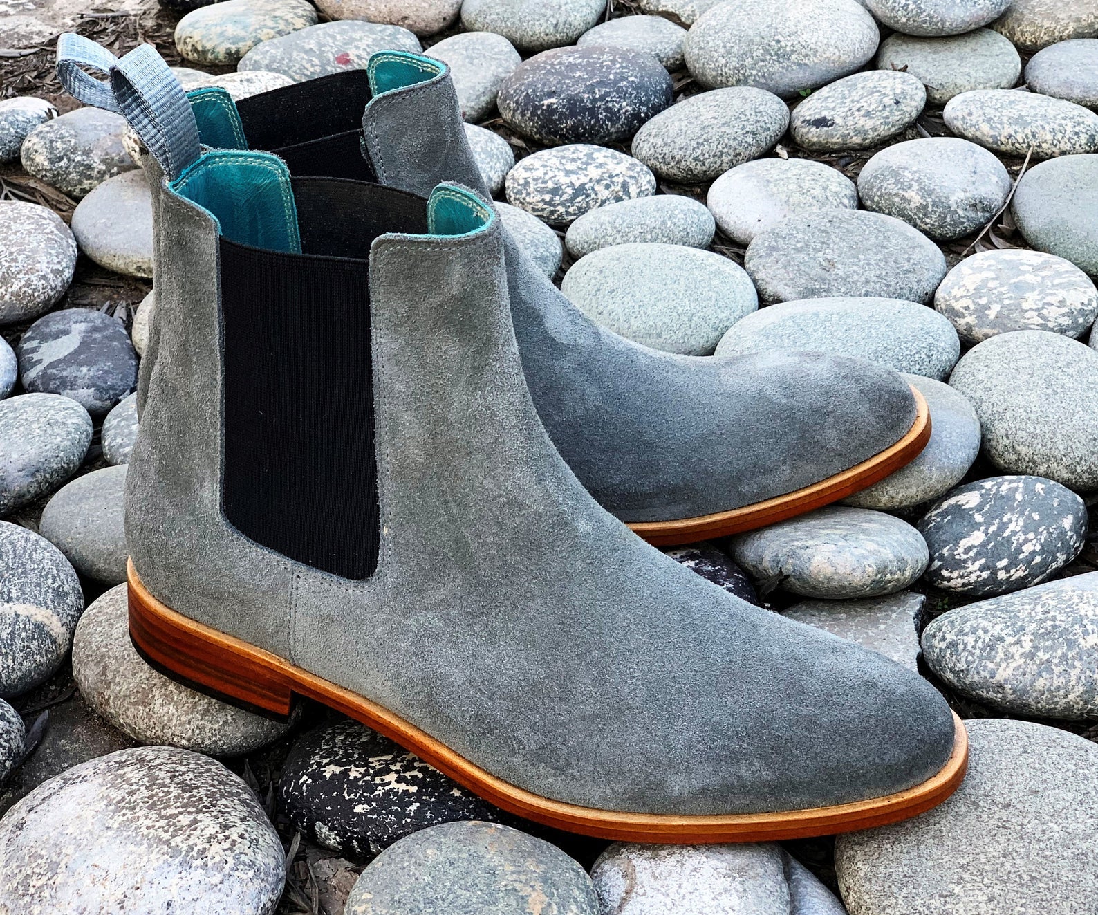 Stylish Handmade Mens Gray Color Suede Chelsea Boots, Men Designer Ankle High Boots