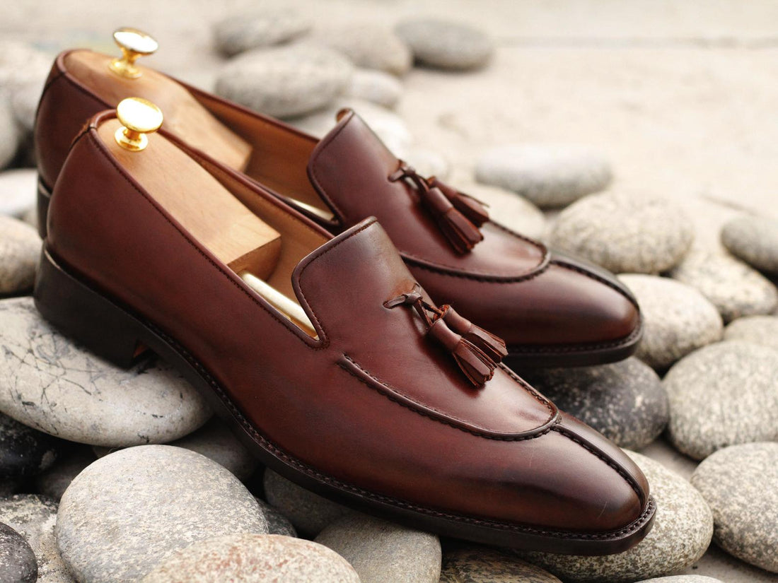 Mens Handmade Brown Split Toe Casual Shoes, Men’s Tassel Loafer Shoes