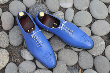 Stylish Men’s Handmade Brogue Toe Formal Shoes, Mens Handcrafted Blue Color Shoes