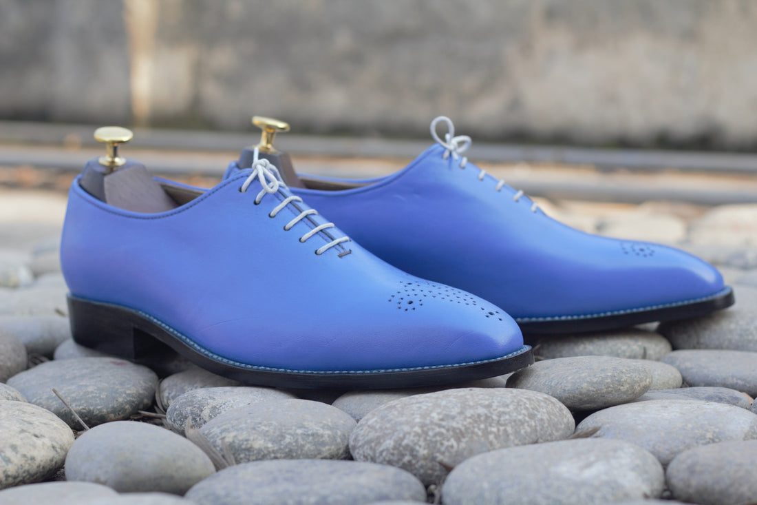 Stylish Men’s Handmade Brogue Toe Formal Shoes, Mens Handcrafted Blue Color Shoes