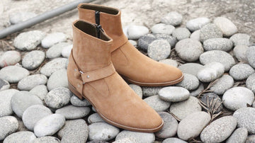 Men's Tan Suede Designer Zipper Boots, Men Fashion Ankle Boots