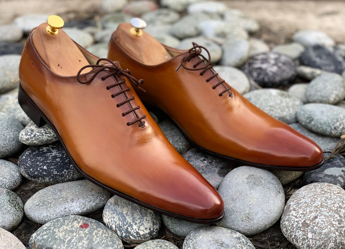 Handmade Men’s Whole Cut Pointed Toe Formal Leather Brown Color Shoes, Men’s Lace Up Designer Shoes