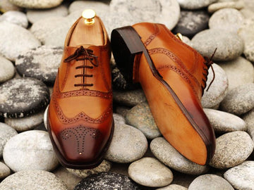 Handmade Men’s Brown Two Tone Brogue Wingtip Shoes, Mens Oxford Lace Up Designer Shoes