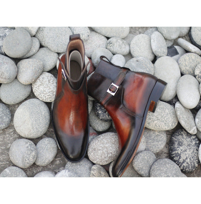 Handmade Men’s Awesome Brown Color Leather Boots, Mens Designer Jodhpur Boots