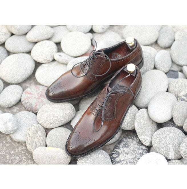 Handmade Men’s Brown Leather Brogue Toe Formal Shoes, Men’s Designer Beautiful Lace Up Shoes