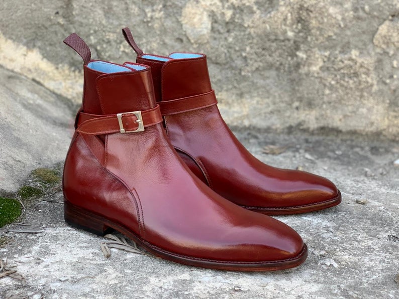 Handmade Men’s Formal Burgundy Leather Jodhpur Boots, Mens Stylish Fashion Designer boots