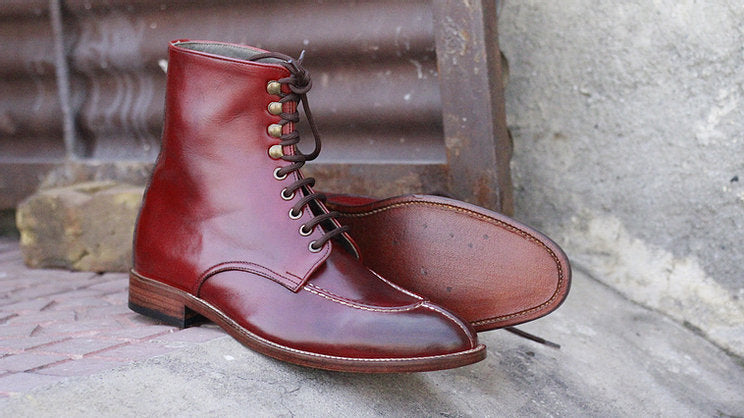 Mens Handmade Beautiful Burgundy Ankle High Boots, Men’s Split Toe Designer Boots