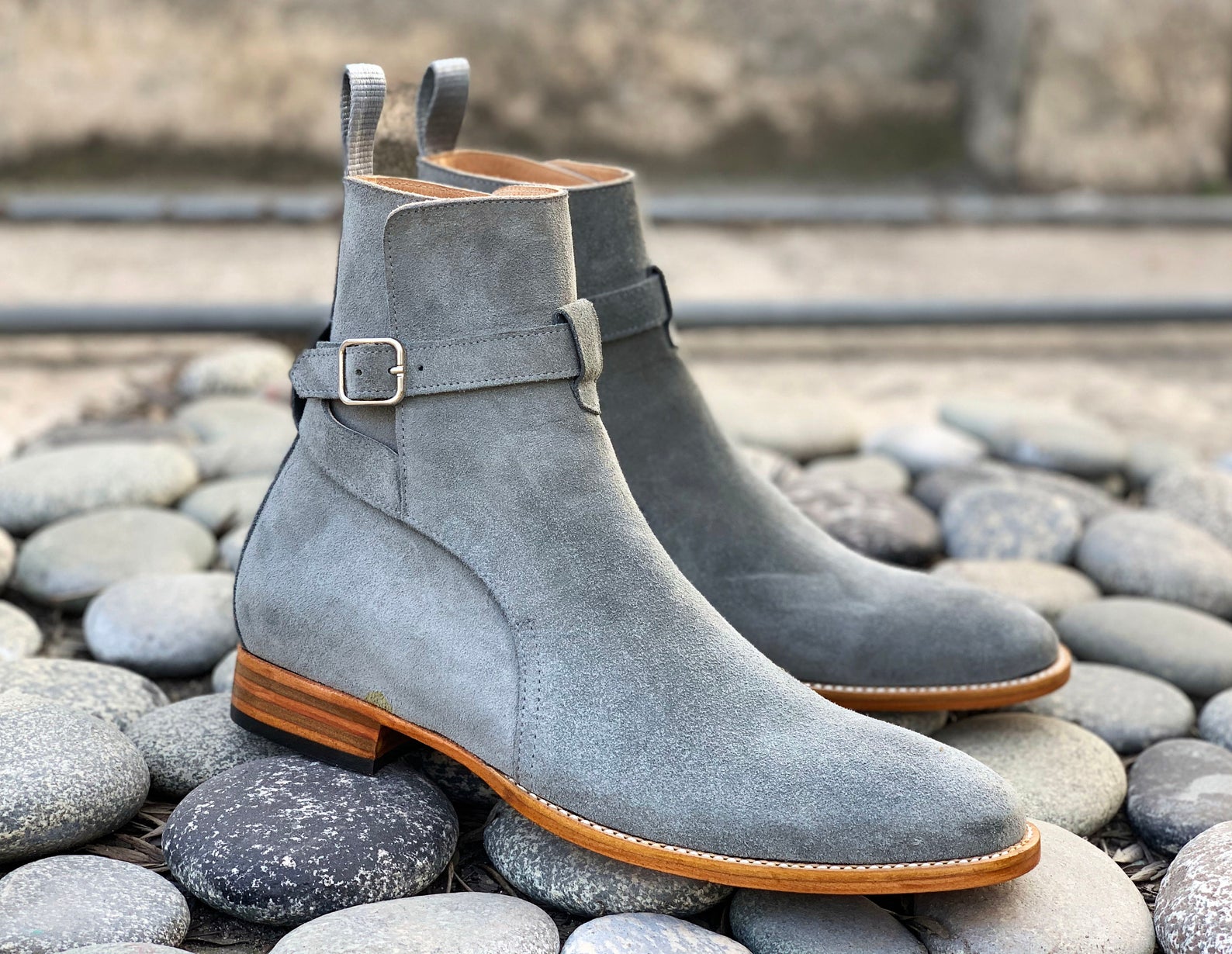 Stylish Handmade Mens Gray Color Suede Chelsea Boots, Men Designer Ankle High Boots, Men's Fashion Boots