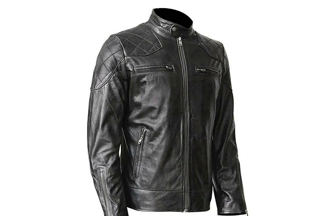 New Men's Genuine Lambskin Black Leather Biker Jacket Inspired by David Beckham