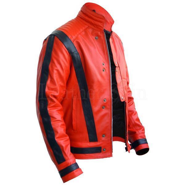 New Men's Stylish Red & Black Leather Jacket, Men's Fashion Biker Jacket