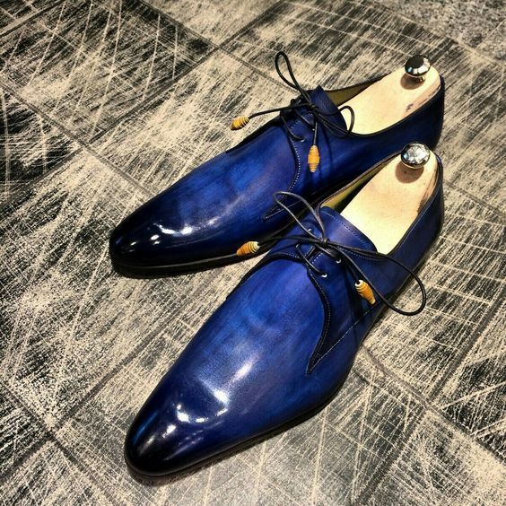 New Stylish Men's Handmade leather lace up dress shoes, Unique design custom shoes for men