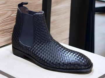 Handmade Men’s Black Color Woven Leather Style Boots, Men Chelsea Boots, Ankle High Boots