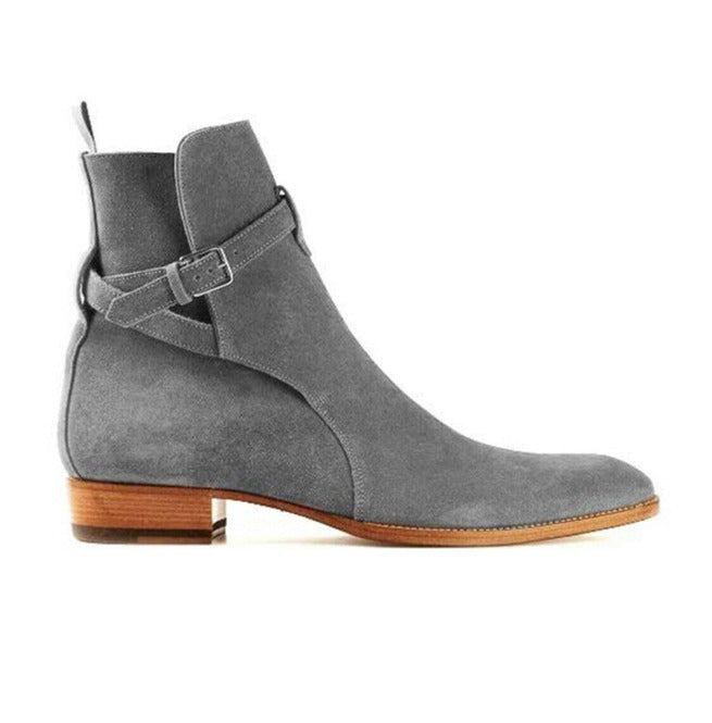 New Stylish Handmade Jodhpurs Ankle Boots, Men's Gray Ankle High Suede Leather Boots